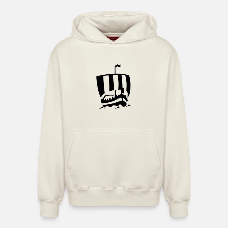 Wikinger Schiff - Relaxed Unisex Organic Hoodie – von SPREAD - Naturweiß