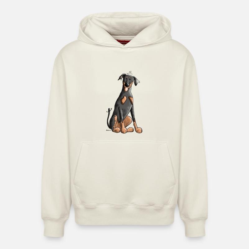 Drôle Dobermann - Sweat à capuche unisexe décontracté en coton biologique – de SPREAD - blanc cassé