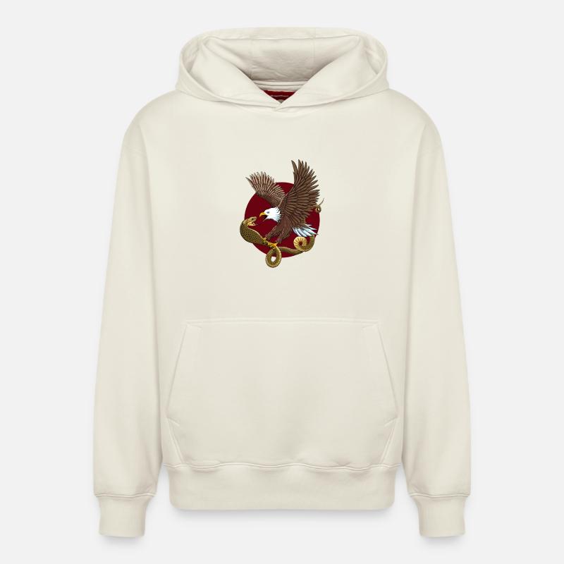 Aigle et serpent - Sweat à capuche unisexe décontracté en coton biologique – de SPREAD - blanc cassé