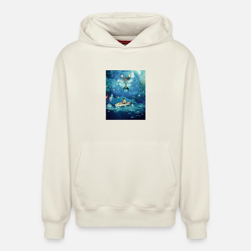 Océan magique - Sweat à capuche unisexe décontracté en coton biologique – de SPREAD - blanc cassé