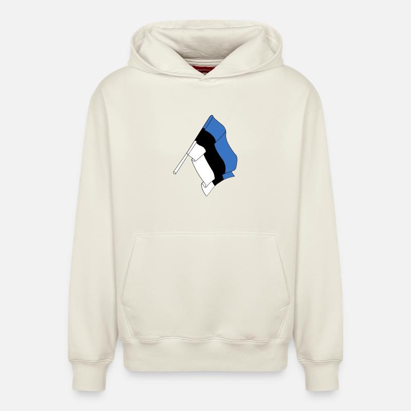 Drapeau de l’Estonie - Sweat à capuche unisexe décontracté en coton biologique – de SPREAD - blanc cassé