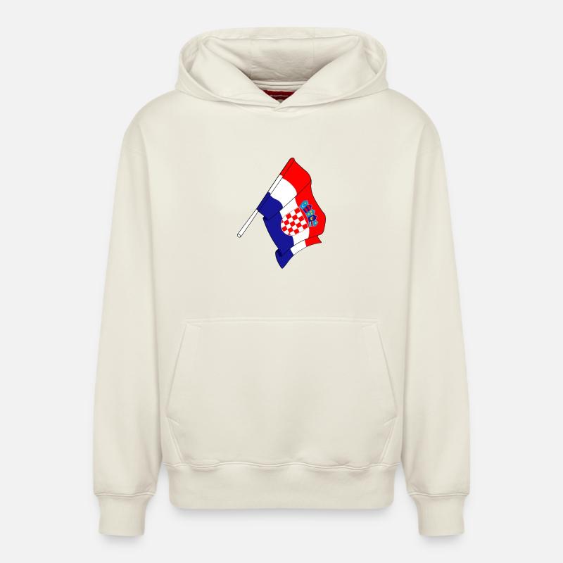 Drapeau de la Croatie - Sweat à capuche unisexe décontracté en coton biologique – de SPREAD - blanc cassé