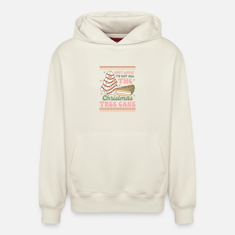 Pull de Noël moche - Sweat à capuche unisexe décontracté en coton biologique – de SPREAD - blanc cassé