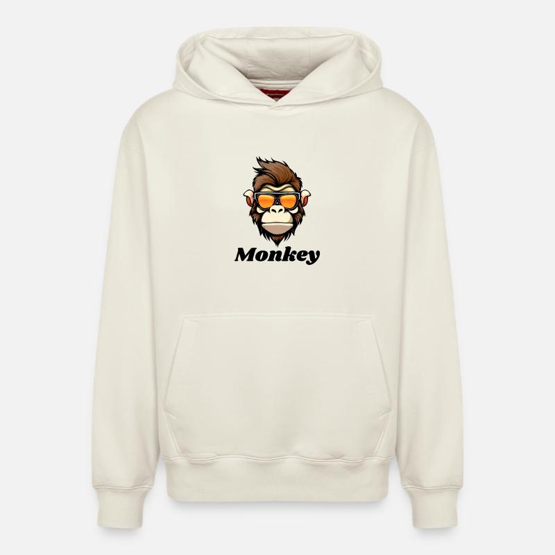monkey, singe, primate - Sweat à capuche unisexe décontracté en coton biologique – de SPREAD - blanc cassé