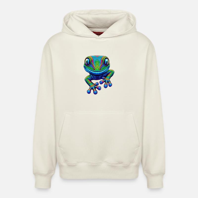 Gecko - Sweat à capuche unisexe décontracté en coton biologique – de SPREAD - blanc cassé