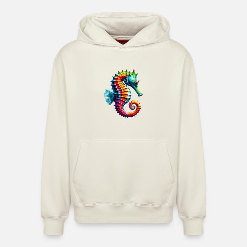 Hippocampe - Sweat à capuche unisexe décontracté en coton biologique – de SPREAD - blanc cassé