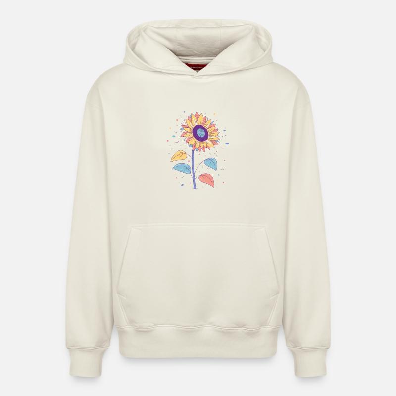 Tournesol - Sweat à capuche unisexe décontracté en coton biologique – de SPREAD - blanc cassé