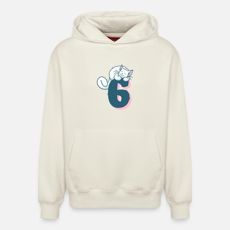 Chat numéro 6 - Sweat à capuche unisexe décontracté en coton biologique – de SPREAD - blanc cassé