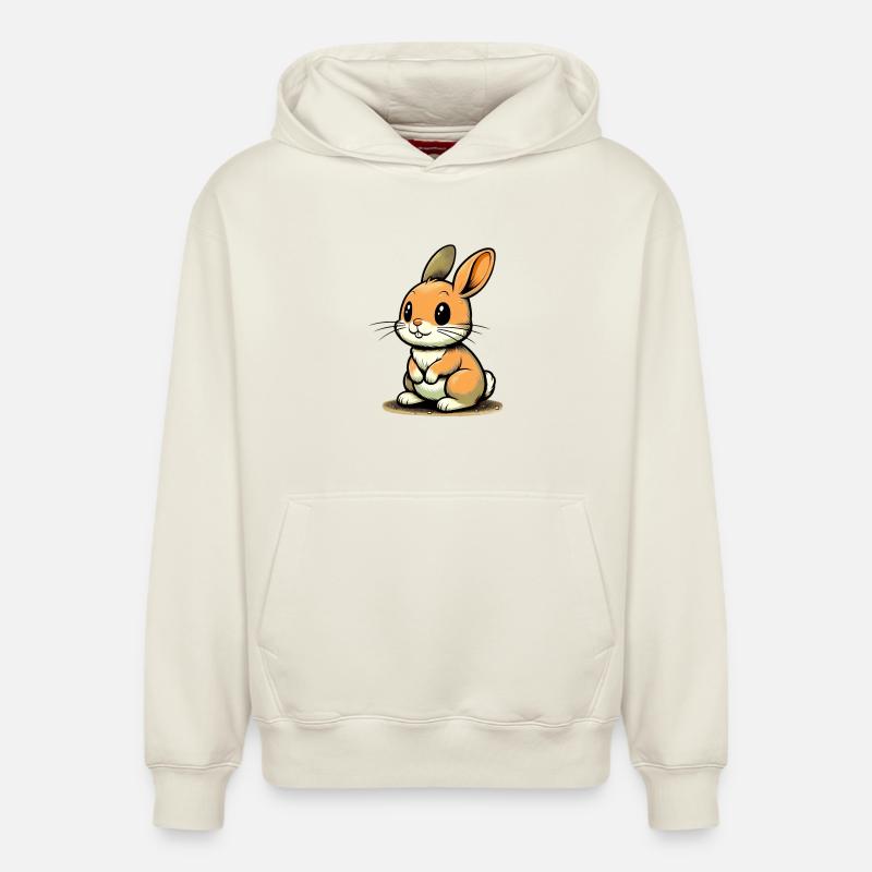 Lapin - Sweat à capuche unisexe décontracté en coton biologique – de SPREAD - blanc cassé