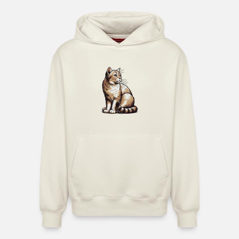 Chat - Sweat à capuche unisexe décontracté en coton biologique – de SPREAD - blanc cassé