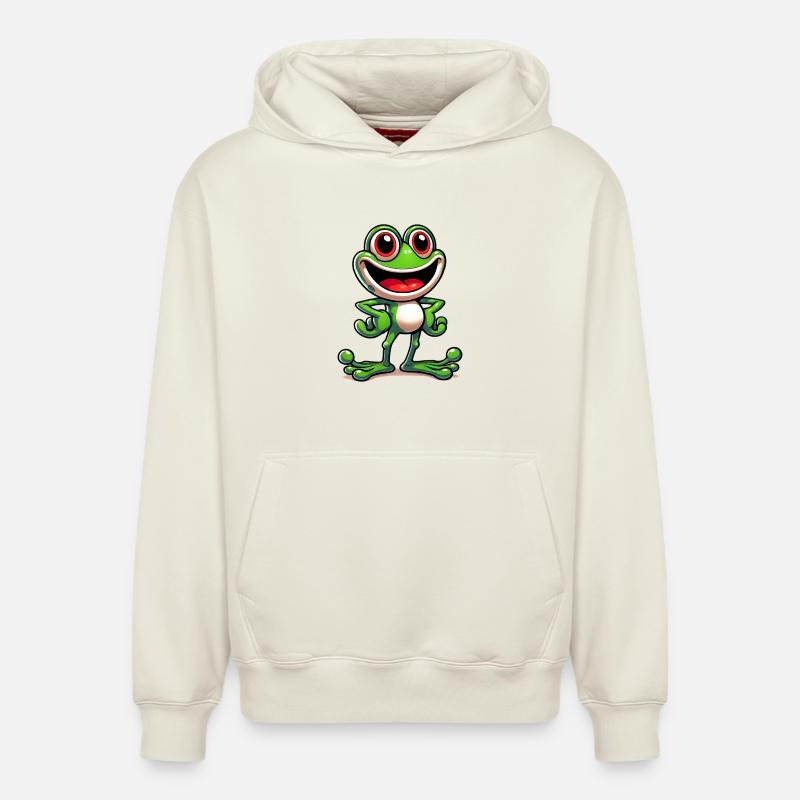 Grenouille - Sweat à capuche unisexe décontracté en coton biologique – de SPREAD - blanc cassé