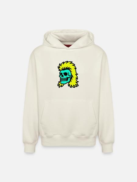 Mullet Skull - Relaxed Unisex Organic Hoodie – by SPREAD - off white