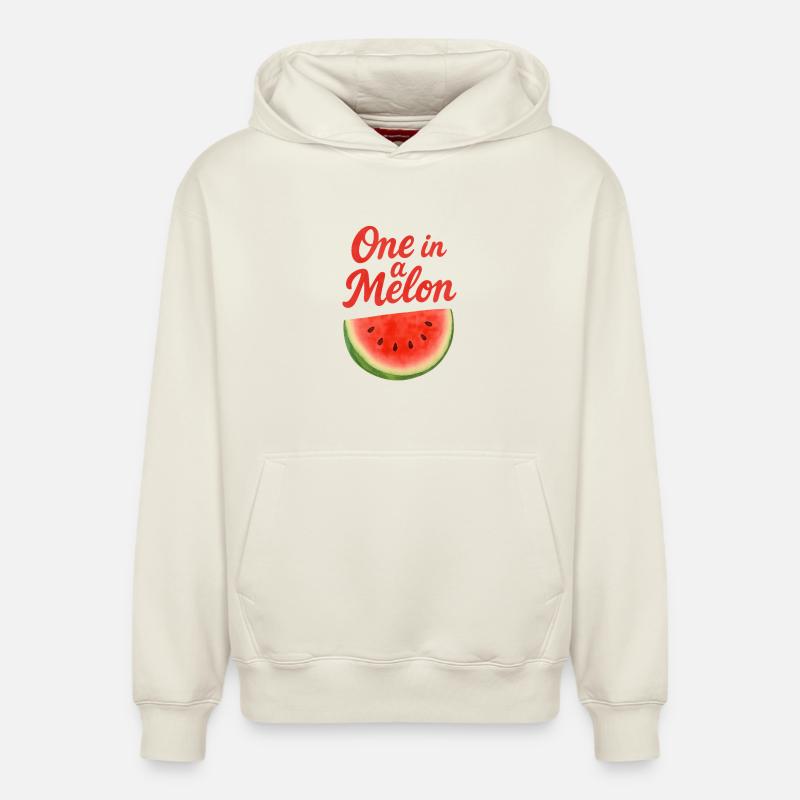 Un dans un melon - Sweat à capuche unisexe décontracté en coton biologique – de SPREAD - blanc cassé