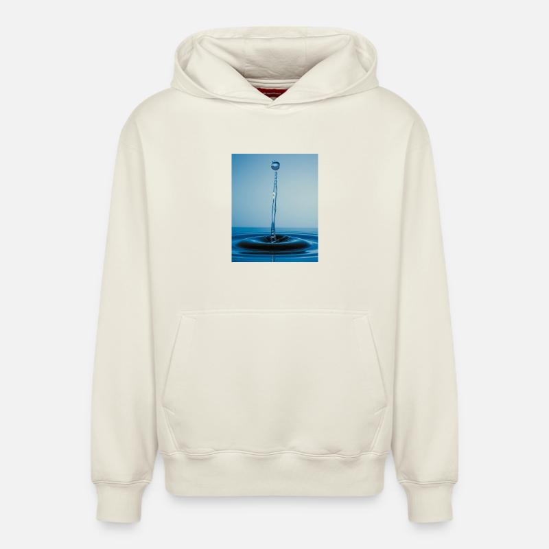 Abstrait d’eau bleue - Sweat à capuche unisexe décontracté en coton biologique – de SPREAD - blanc cassé
