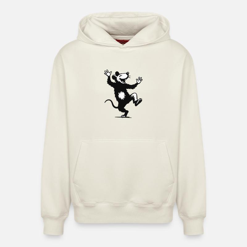 Souris dansante joyeuse - Sweat à capuche unisexe décontracté en coton biologique – de SPREAD - blanc cassé