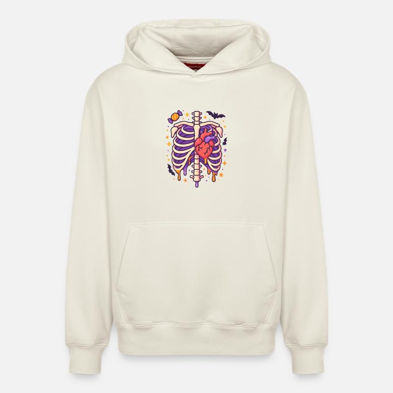 Anatomy Gothic Thoracic Cage - Sweat à capuche unisexe décontracté en coton biologique – de SPREAD - blanc cassé