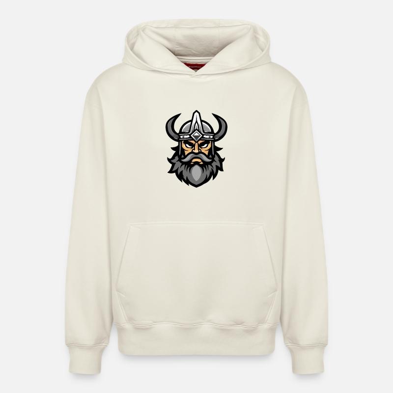 Viking Head Valhalla - Sweat à capuche unisexe décontracté en coton biologique – de SPREAD - blanc cassé