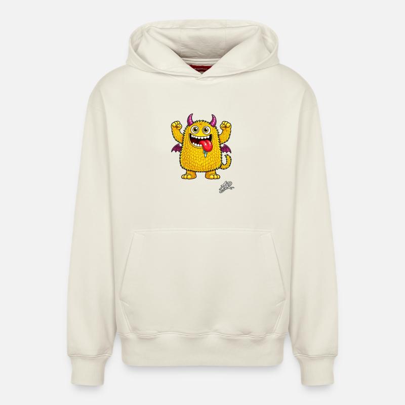 Monstre orange - Sweat à capuche unisexe décontracté en coton biologique – de SPREAD - blanc cassé
