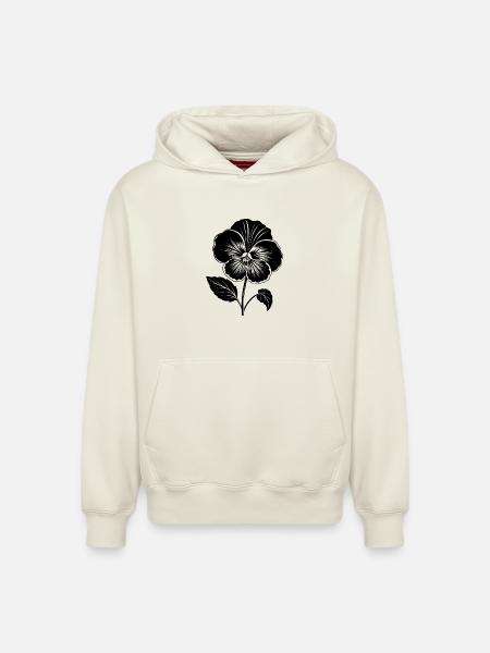 Pansy Flower - Relaxed Unisex Organic Hoodie – by SPREAD - off white