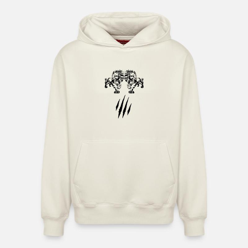 Lion - Sweat à capuche unisexe décontracté en coton biologique – de SPREAD - blanc cassé