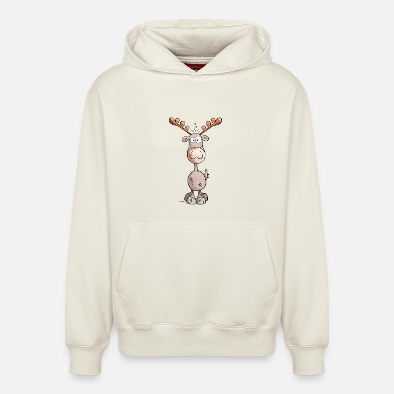 Mignon élan - Sweat à capuche unisexe décontracté en coton biologique – de SPREAD - blanc cassé