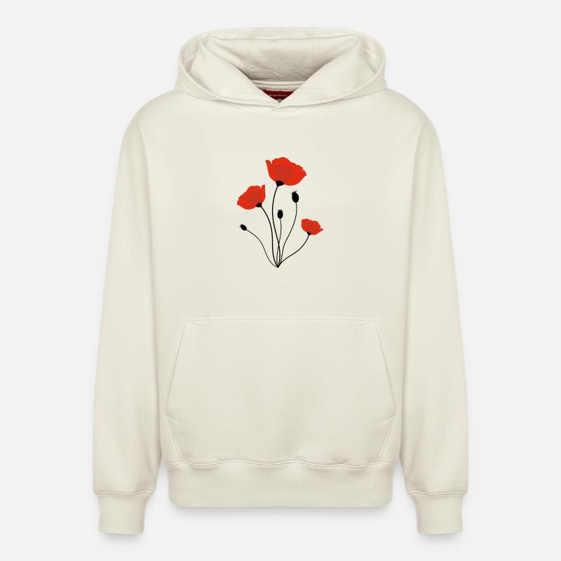 Coquelicot - Sweat à capuche unisexe décontracté en coton biologique – de SPREAD - blanc cassé