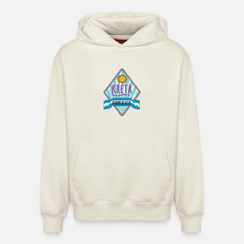Crète Grèce Sun Design - Sweat à capuche unisexe décontracté en coton biologique – de SPREAD - blanc cassé