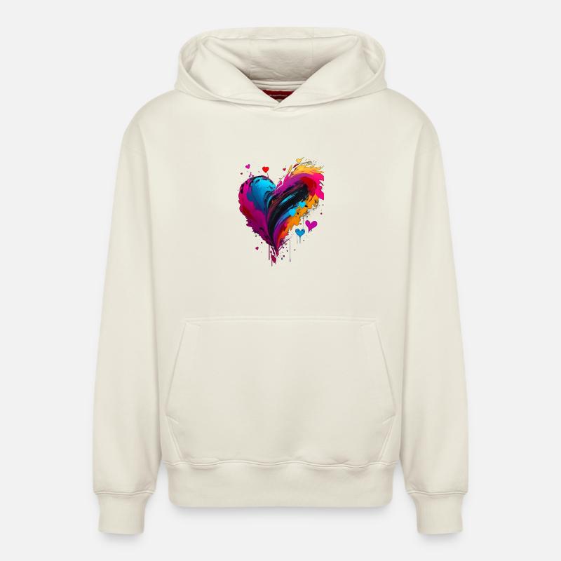 Cœur - Sweat à capuche unisexe décontracté en coton biologique – de SPREAD - blanc cassé