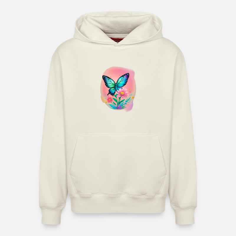 Papillon - Sweat à capuche unisexe décontracté en coton biologique – de SPREAD - blanc cassé