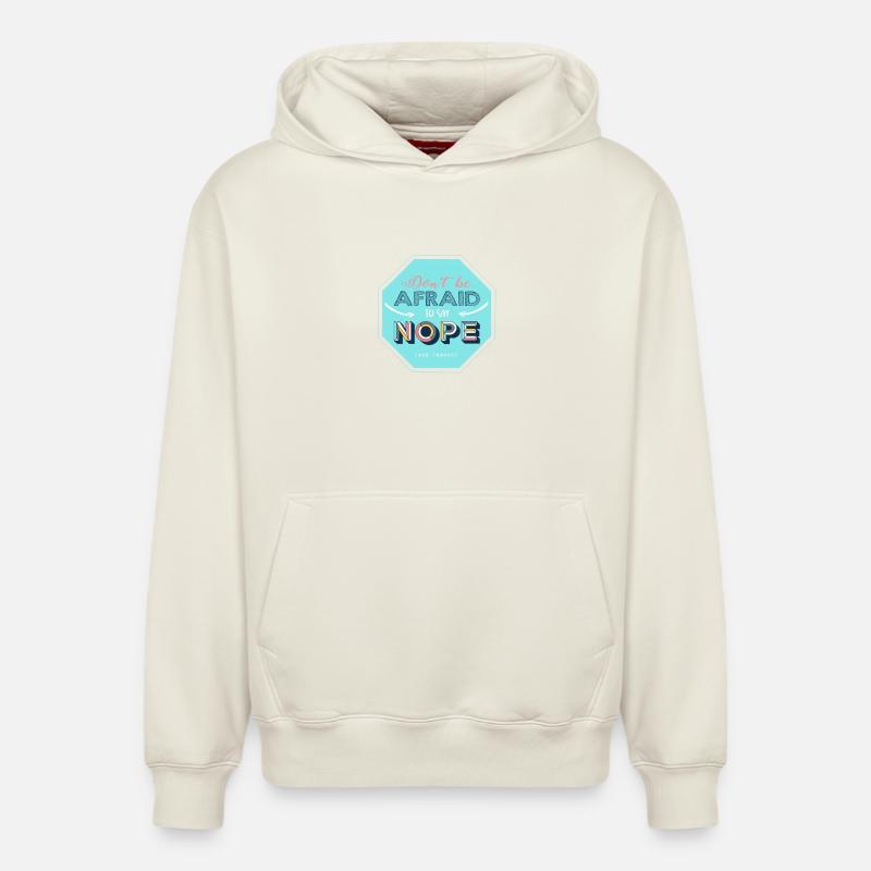 Nope design - Sweat à capuche unisexe décontracté en coton biologique – de SPREAD - blanc cassé