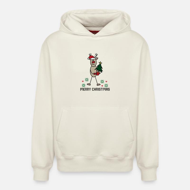 Noël 8 - Sweat à capuche unisexe décontracté en coton biologique – de SPREAD - blanc cassé