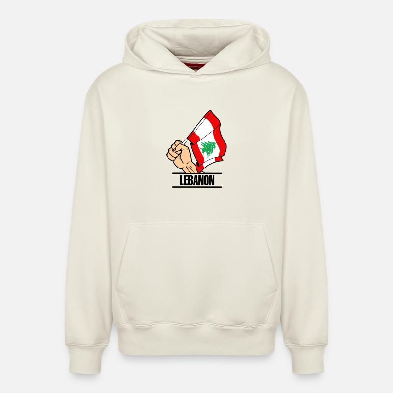Flagge Libanon faust text LIBANON - Relaxed Unisex Organic Hoodie – von SPREAD - Naturweiß