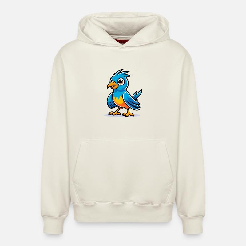 Oiseau bleu - Sweat à capuche unisexe décontracté en coton biologique – de SPREAD - blanc cassé