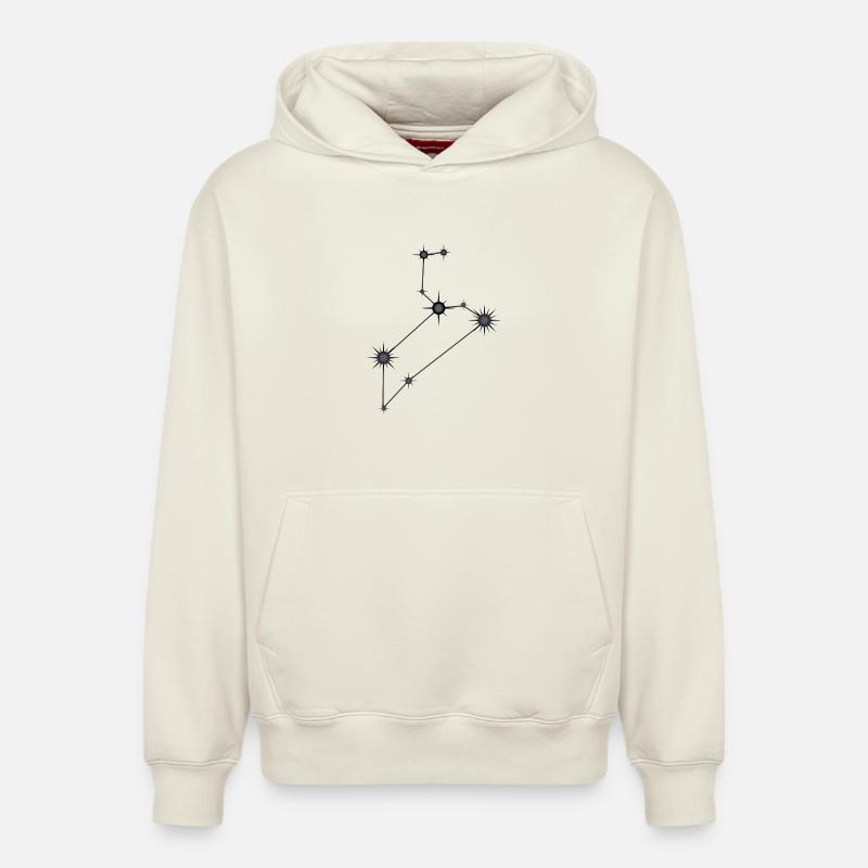 Löwe Sternbild Sternzeichen Schwarz & Grau - Relaxed Unisex Organic Hoodie – von SPREAD - Naturweiß