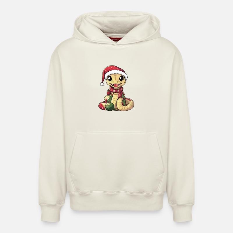 Serpent Cobra Noël - Sweat à capuche unisexe décontracté en coton biologique – de SPREAD - blanc cassé