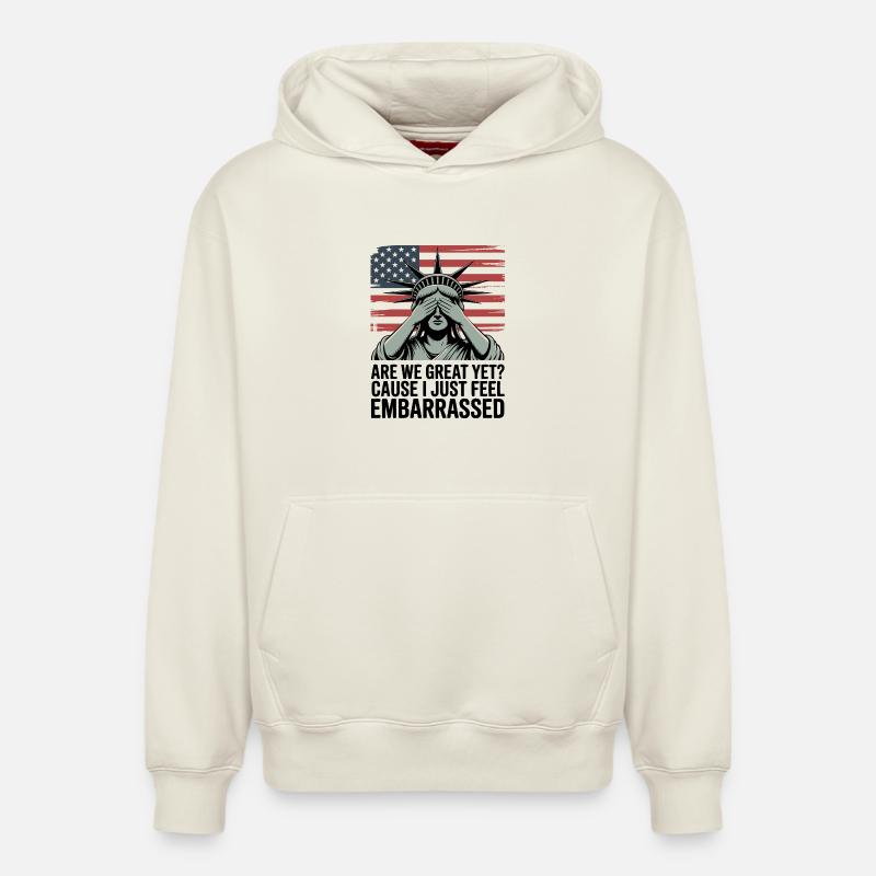 Sommes-nous déjà grands ? Graphique de protestation - Sweat à capuche unisexe décontracté en coton biologique – de SPREAD - blanc cassé