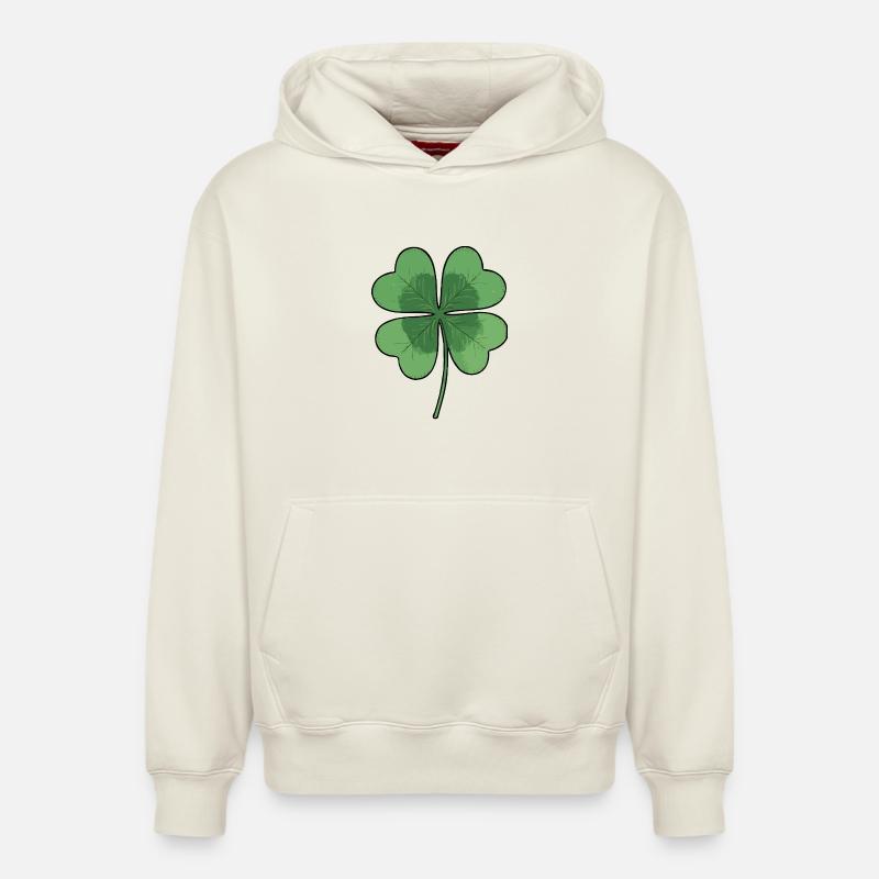 Trèfle à quatre feuilles - Sweat à capuche unisexe décontracté en coton biologique – de SPREAD - blanc cassé