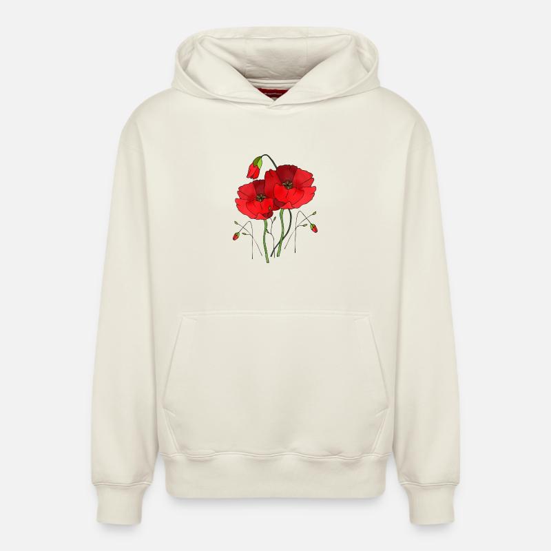 Fleur - Sweat à capuche unisexe décontracté en coton biologique – de SPREAD - blanc cassé