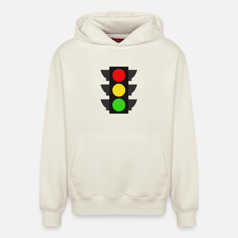 Feu de signalisation - Sweat à capuche unisexe décontracté en coton biologique – de SPREAD - blanc cassé
