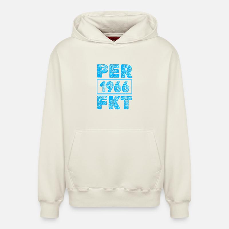 Perfectionné en 1966 - Sweat à capuche unisexe décontracté en coton biologique – de SPREAD - blanc cassé