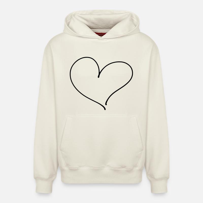 Cœur / Amour - Sweat à capuche unisexe décontracté en coton biologique – de SPREAD - blanc cassé