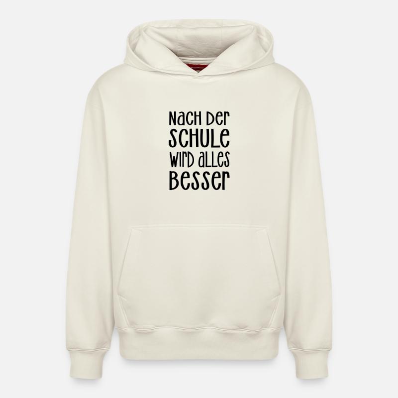 nach der Schule - Relaxed Unisex Organic Hoodie – von SPREAD - Naturweiß