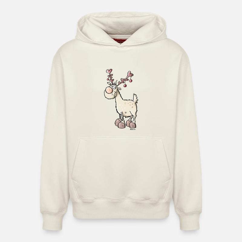 Rennes de Noël - Sweat à capuche unisexe décontracté en coton biologique – de SPREAD - blanc cassé