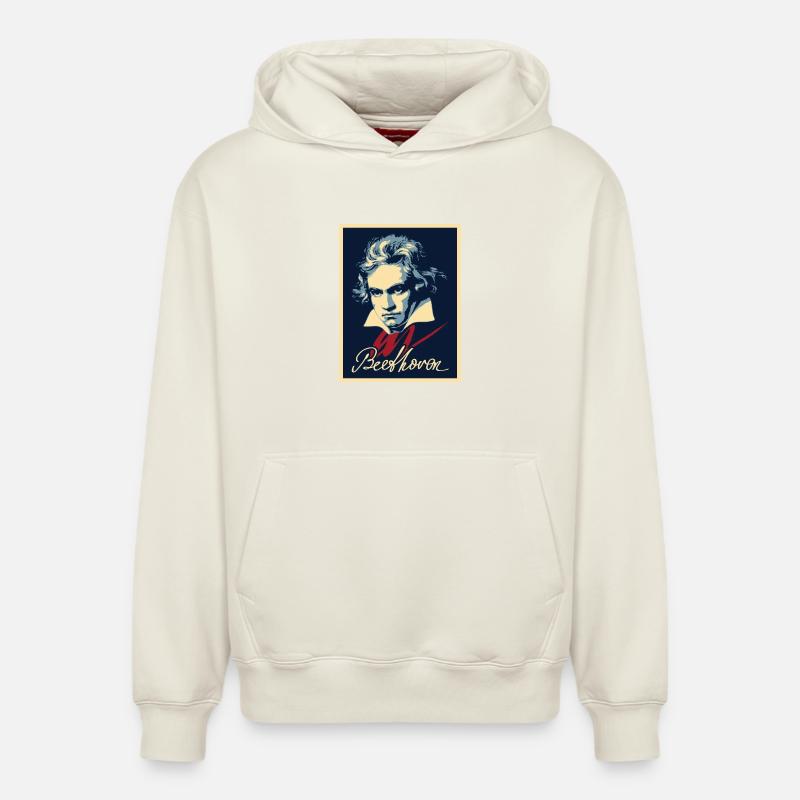 Beethoven - Sweat à capuche unisexe décontracté en coton biologique – de SPREAD - blanc cassé