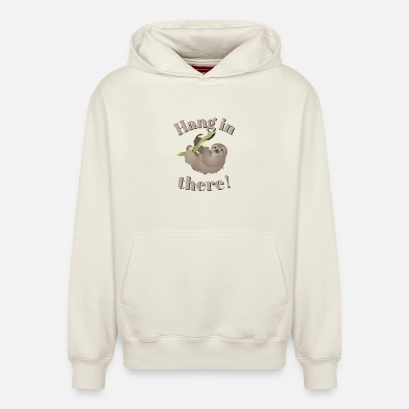 Accrochez-vous - Thème de motivation - Sweat à capuche unisexe décontracté en coton biologique – de SPREAD - blanc cassé