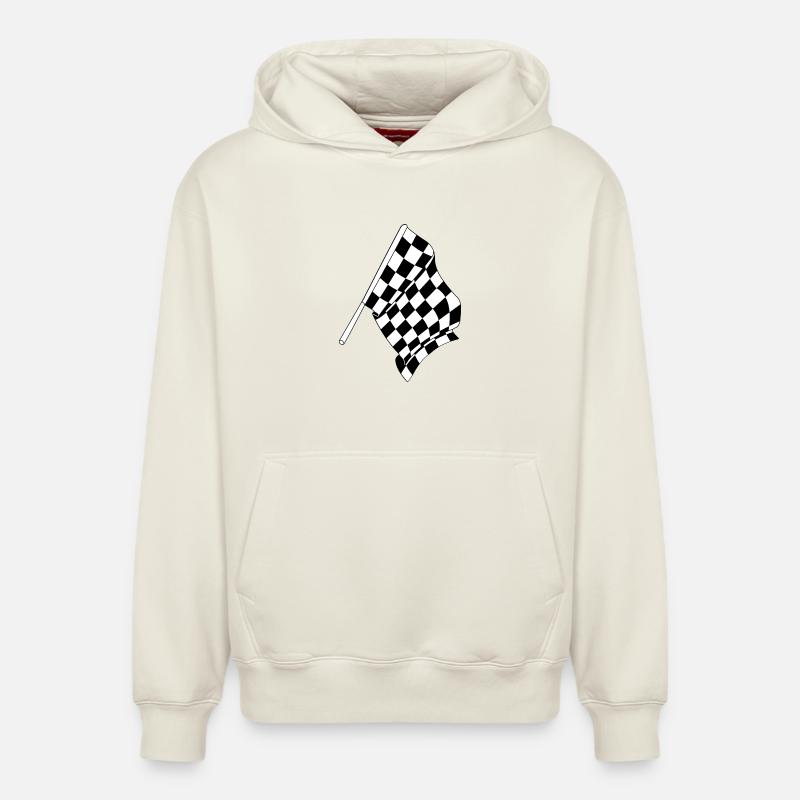 Drapeau de la course automobile - Sweat à capuche unisexe décontracté en coton biologique – de SPREAD - blanc cassé
