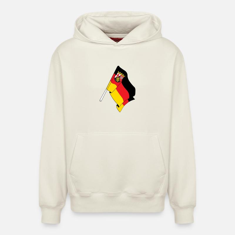 Drapeau Rhénanie-Palatinat - Sweat à capuche unisexe décontracté en coton biologique – de SPREAD - blanc cassé