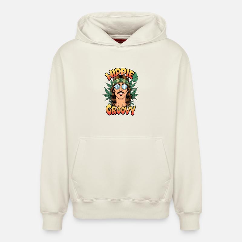 Hippie au chanvre - Sweat à capuche unisexe décontracté en coton biologique – de SPREAD - blanc cassé