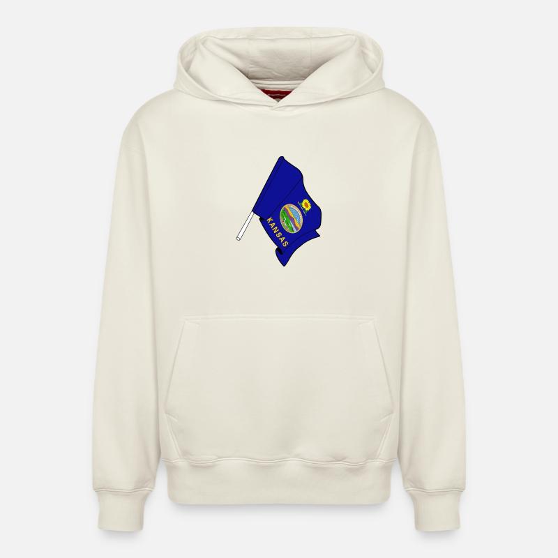 Drapeau du Kansas - Sweat à capuche unisexe décontracté en coton biologique – de SPREAD - blanc cassé