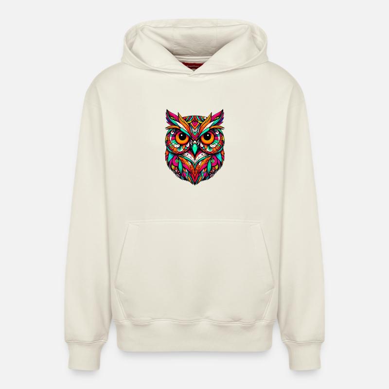 Eule - Relaxed Unisex Organic Hoodie – von SPREAD - Naturweiß